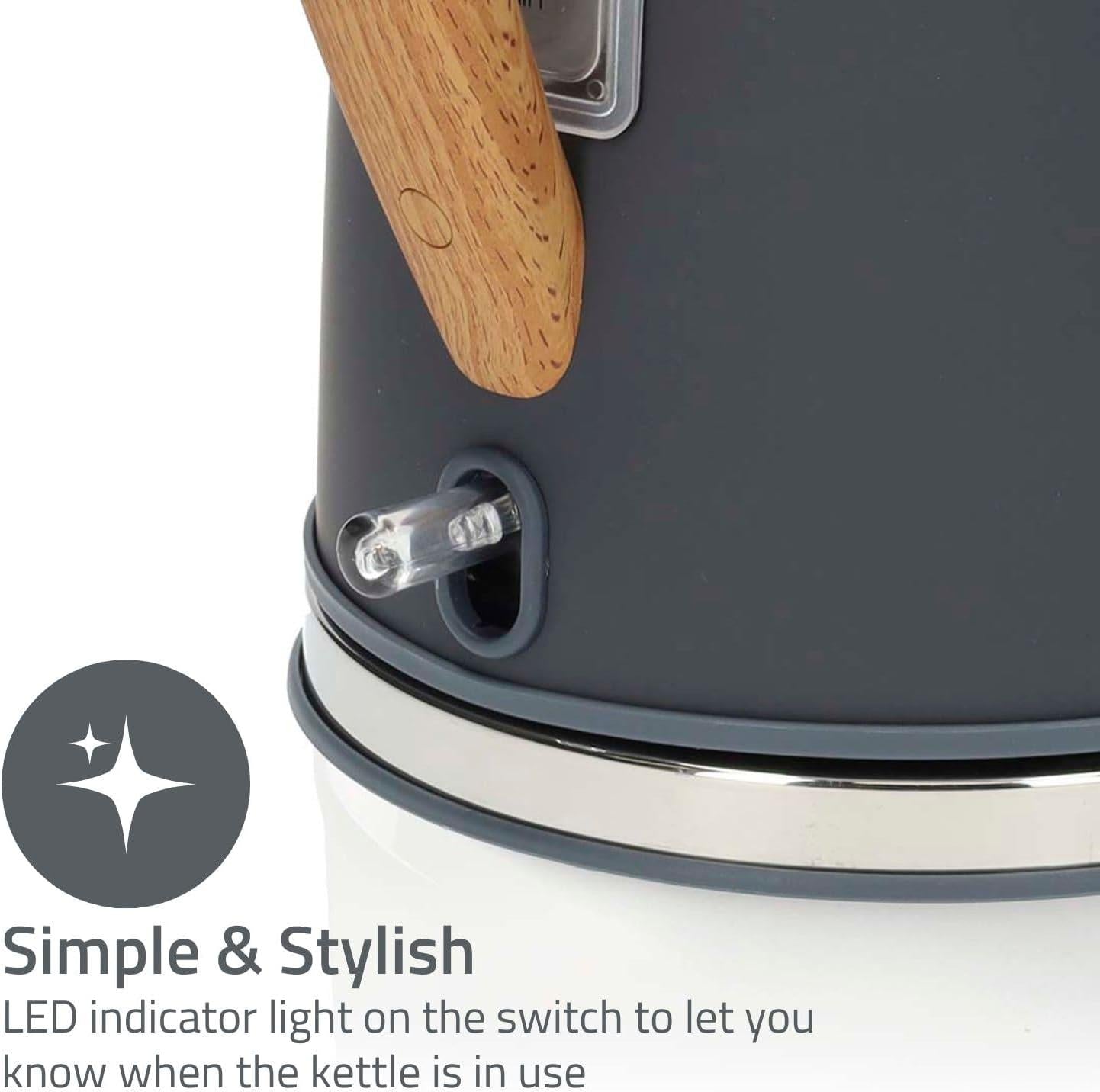 Nedis Electric Kettle | 1.7 l | Soft-Touch | Grey | Rotatable 360 degrees | Concealed heating element | Strix® controller | Boil-dry protection