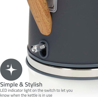 Nedis Electric Kettle | 1.7 l | Soft-Touch | Grey | Rotatable 360 degrees | Concealed heating element | Strix® controller | Boil-dry protection