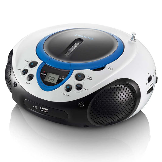 Lenco Portable FM Radio CD and USB player Blue