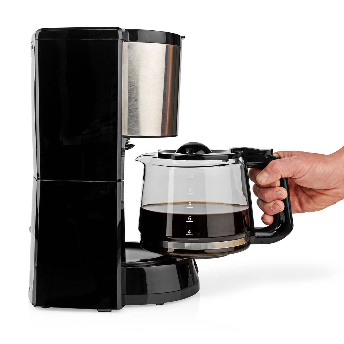 Nedis Coffee Maker | Filter Coffee | 1.5 l | 12 Cups | Keep warm feature | Black / Silver