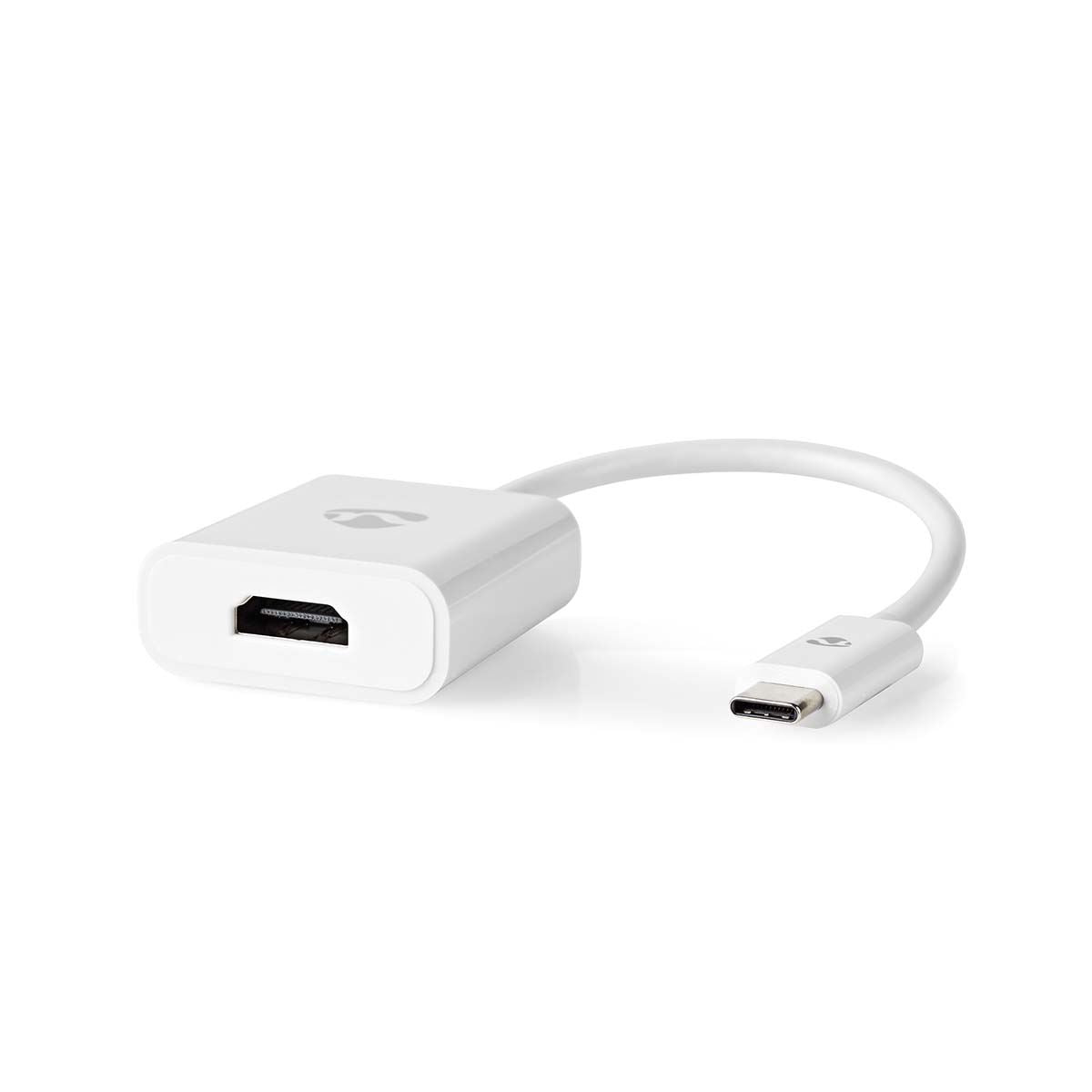 Nedis USB-C™ Adapter | USB 3.2 Gen 1 | USB-C™ Male | HDMI™ Output | 4K@30Hz | 0.20 m | Round | Nickel Plated | PVC | White | 12.349.541