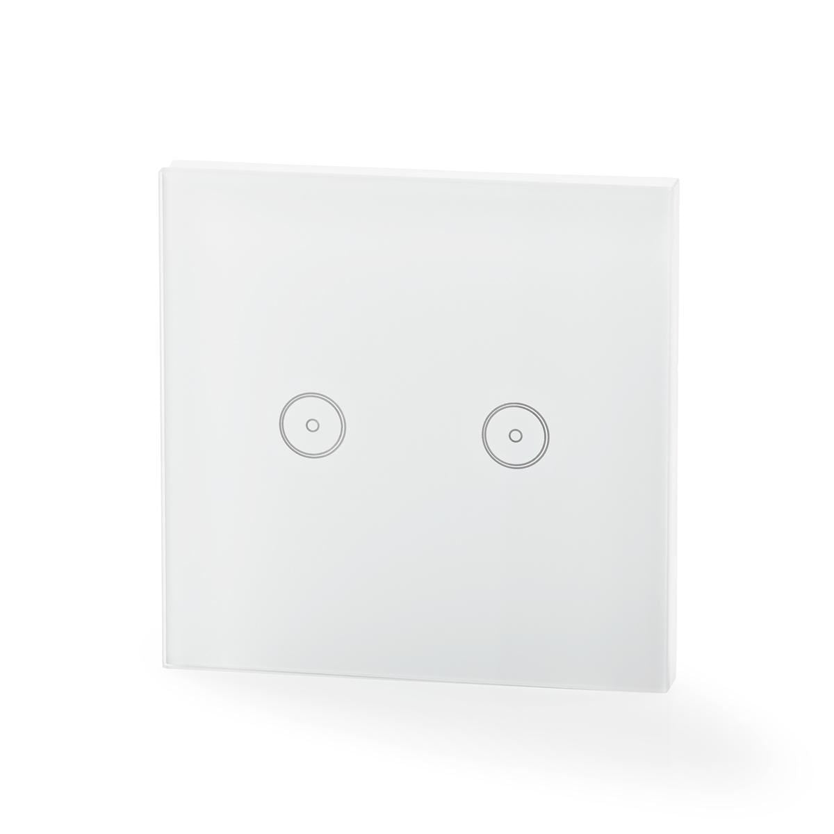 Nedis SmartLife Wall Switch | Wi-Fi | Dual | Wall Mount | 1000 W | Android™ / IOS | Glass | White