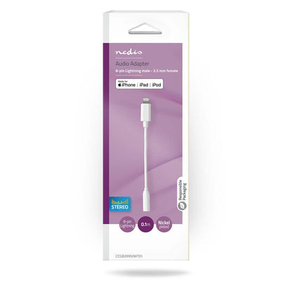 Nedis Lightning Adapter | Apple Lightning 8-Pin | 3.5 mm Female | Nickel Plated | 0.10 m | Round | PVC