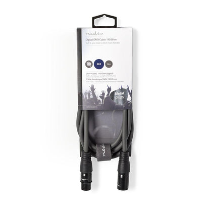 Nedis COTH15012GY15 | DMX Adapter Cable | XLR 3-Pin Male | XLR 3-Pin Female | Nickel Plated | 1.50 m | Round | PVC | Dark Grey | Carton Sleeve