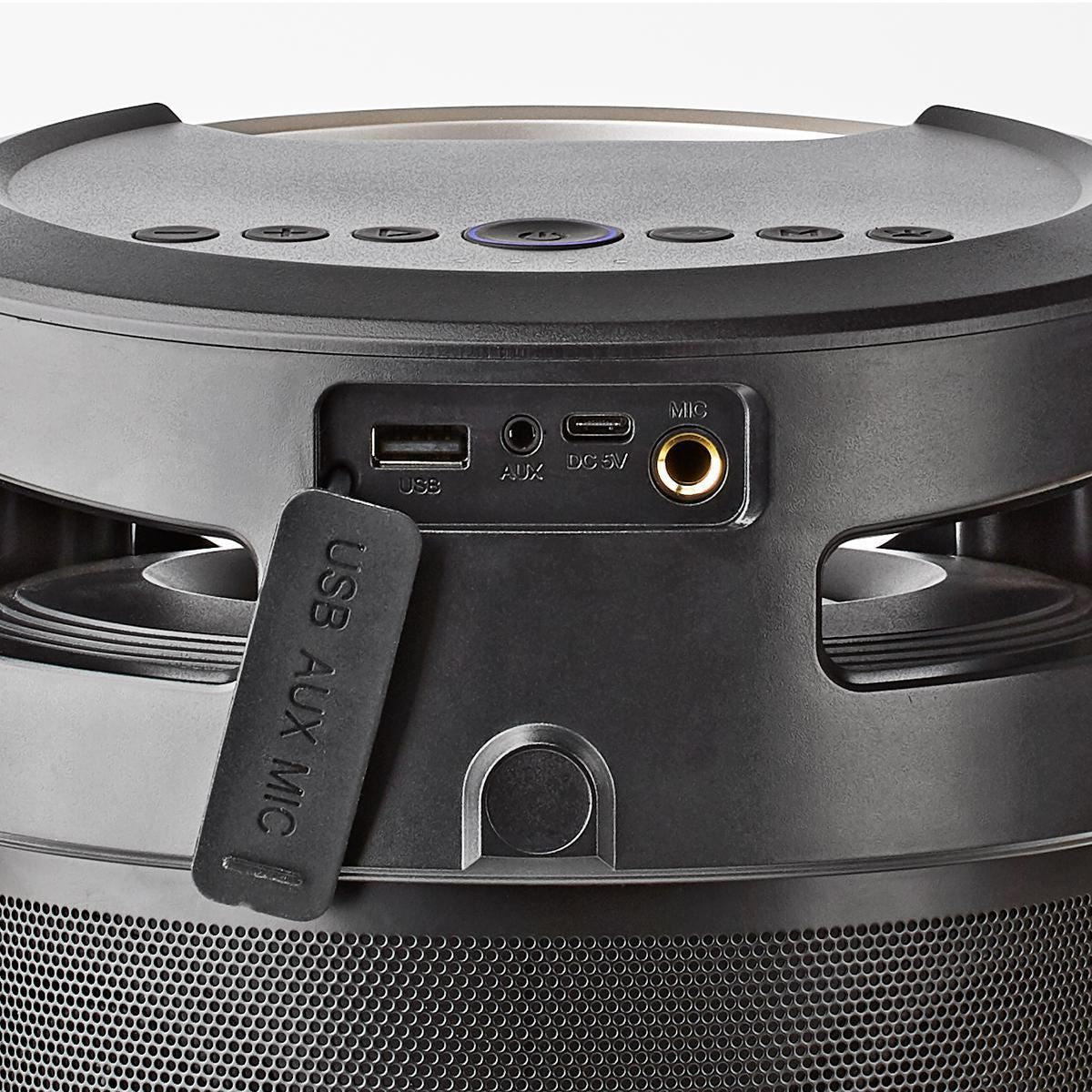 Nedis Bluetooth® Party Boombox | 3.5 hrs | 4.1 | 210 W | Media playback: AUX / USB | IPX5 | Linkable | Carrying handle | Party lights | Black / Silver