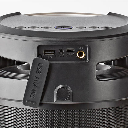 Nedis Bluetooth® Party Boombox | 3.5 hrs | 4.1 | 210 W | Media playback: AUX / USB | IPX5 | Linkable | Carrying handle | Party lights | Black / Silver