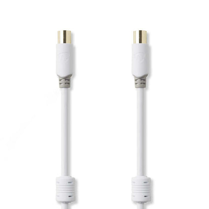 Nedis Coax Cable | IEC (Coax) Male | IEC (Coax) Female | Gold Plated | 100 dB | 75 Ohm | Double Shielded | 5.00 m | Round | PVC | White | Box