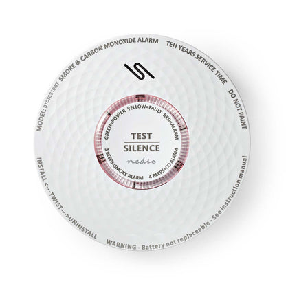 Nedis Smoke & Carbon Monoxide Alarm | Battery Powered | Battery life up to: 10 year | EN 14604 | With test button | 85 dB | ABS | White