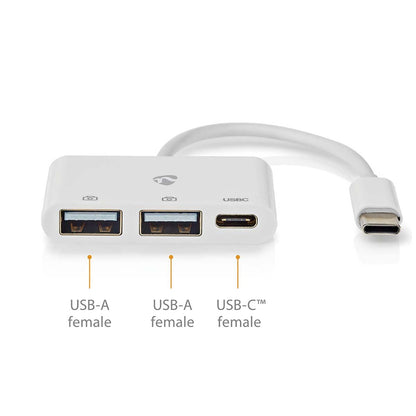 Nedis USB Hub | 1x USB-C™ | 1x USB-C™ / 2x USB 2.0 A Female | 3 port(s) | USB Powered