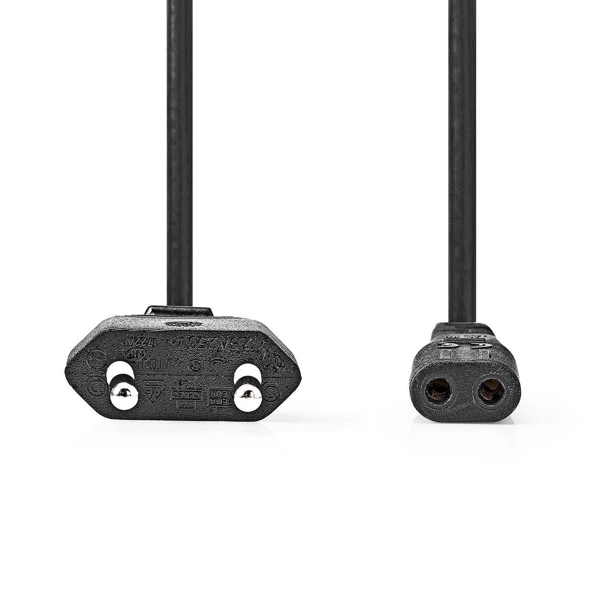 Nedis Power Cable | Euro Male | IEC-320-C1 | Straight | Straight | Nickel Plated | 2.00 m | Round | ABS/PVC | Black | Label