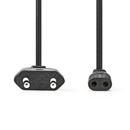 Nedis Power Cable | Euro Male | IEC-320-C1 | Straight | Straight | Nickel Plated | 2.00 m | Round | ABS/PVC | Black | Label
