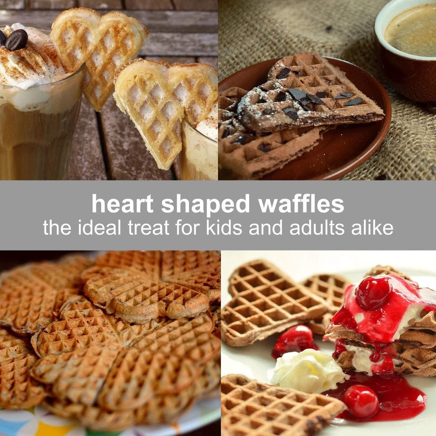 MESLISSA Waffle Maker | 2 x 5 Heart shaped waffles | 12 cm | 1200 W | Automatic temperature control | Metal / Plastic