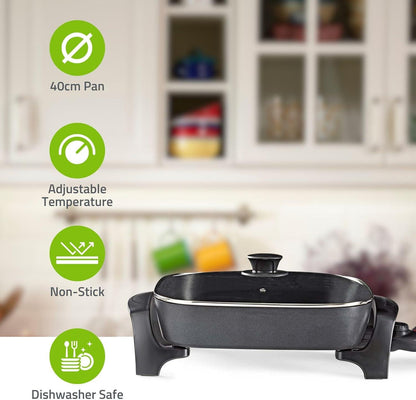 Nedis Electric Skillet Pan | 40 cm | Thick-cast Aluminium Body