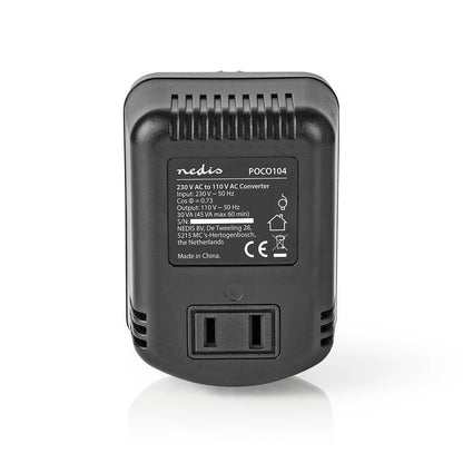 Nedis Power Converter | Mains Powered | 230 V AC 50 Hz | 30 W | Plug with earth contact | Black