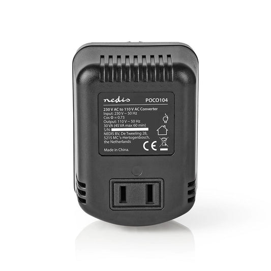 Nedis Power Converter | Mains Powered | 230 V AC 50 Hz | 30 W | Plug with earth contact | Black