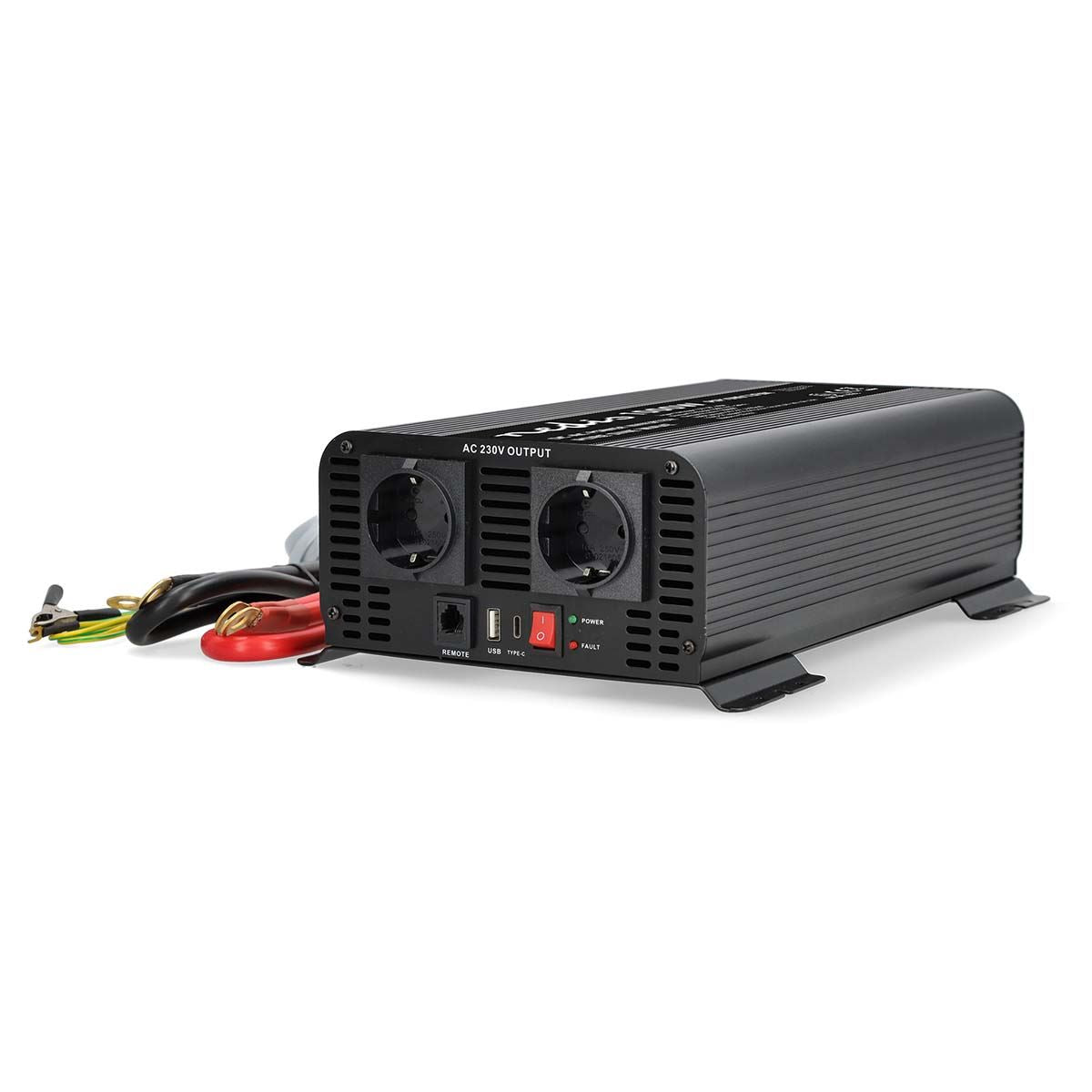 Nedis Power Inverter Pure Sine Wave | Input voltage: 12 V DC | Device power output connection(s): Type F (CEE 7/3) / USB-A / USB-C™ | 230 V AC 50 Hz | 1000 W | Peak power output: 2000 W | Screw Terminal | Pure Sine Wave | Fuse | Black