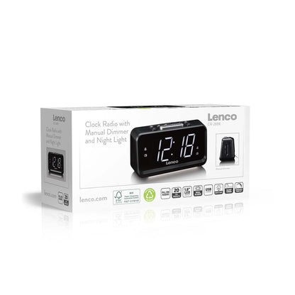Lenco CR-28BK | FM Clock Radio | Night Light | Black