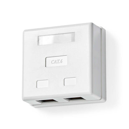 Nedis Network Wall Box | On-Wall | 2 port(s) | UTP CAT6 | Straight | Female | Gold Plated | PVC | White | Envelope