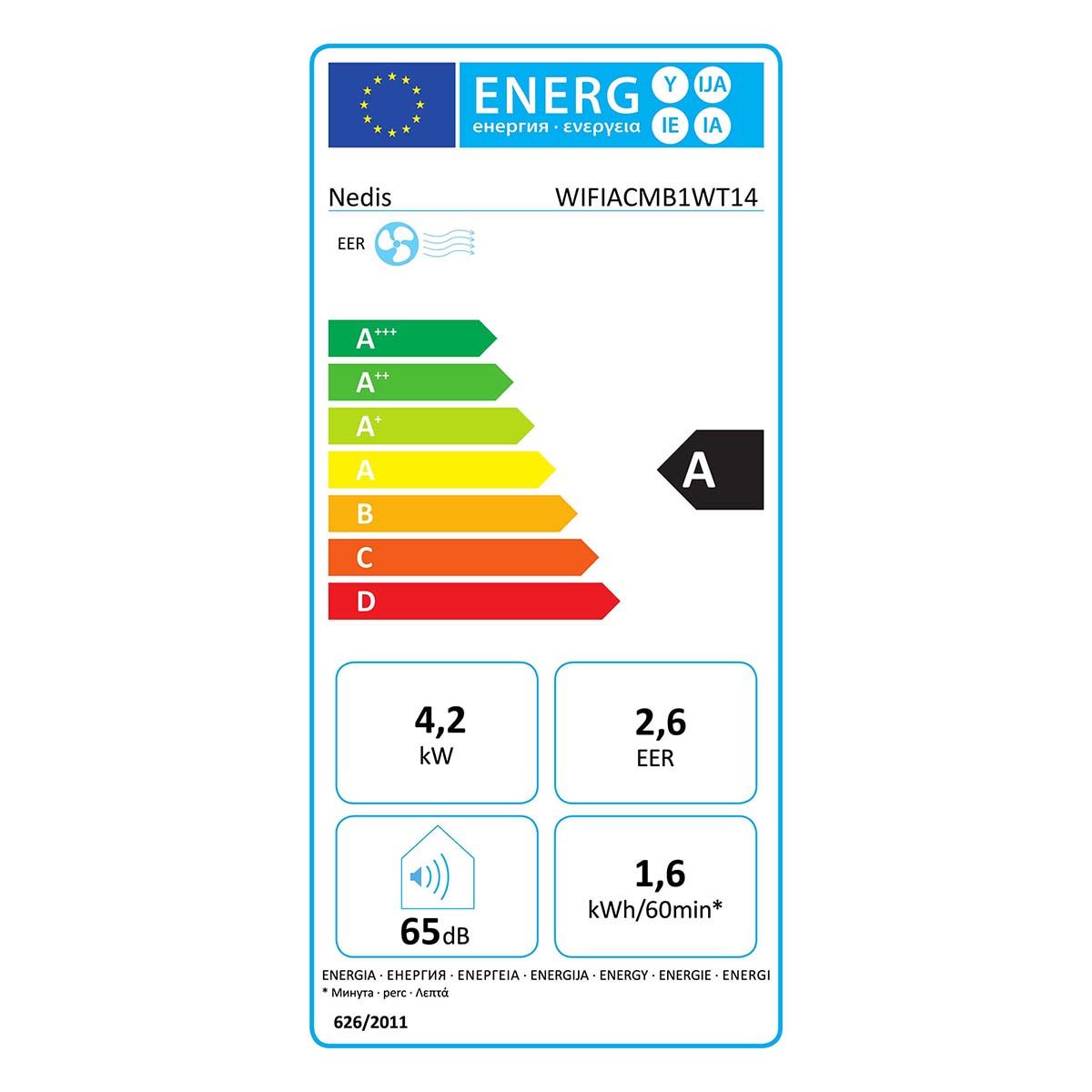 Nedis SmartLife 3-in-1 Air Conditioner | Wi-Fi | 14000 BTU | 120 m³ | Dehumidification | Android™ / IOS | Energy class: A | 3-Speed | 65 dB | White