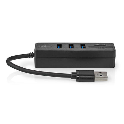 Nedis USB Hub | USB-A Male | 3x USB A Female | 5 port(s) | USB 3.2 Gen 1 | USB Powered | 5 Gbps | SD & MicroSD