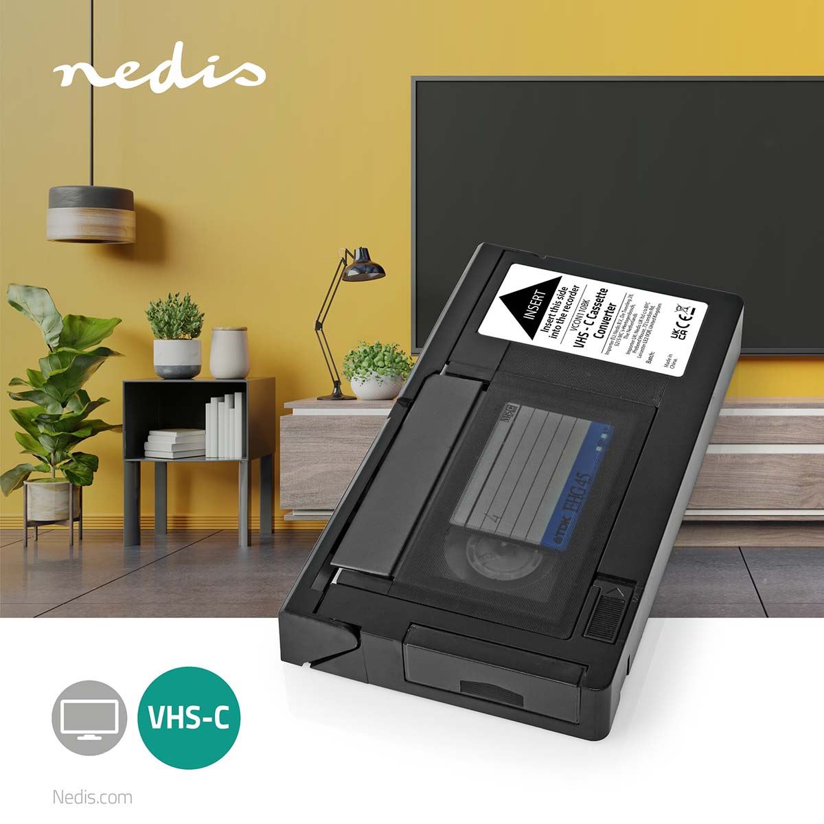 Nedis VHS Converter | Conversion: VHS-C to VHS | Plug and play | Black