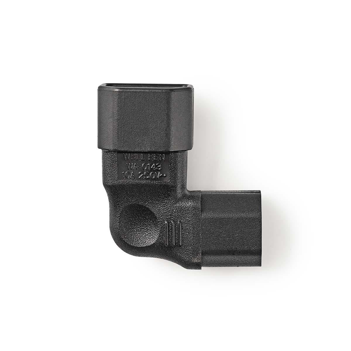 Nedis Cable Adapter Plug | IEC-320-C13 | IEC-320-C14 | Angled Left | Nickel Plated | PVC | Black | Box | 1 pcs