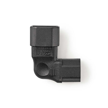Nedis Cable Adapter Plug | IEC-320-C13 | IEC-320-C14 | Angled Left | Nickel Plated | PVC | Black | Box | 1 pcs