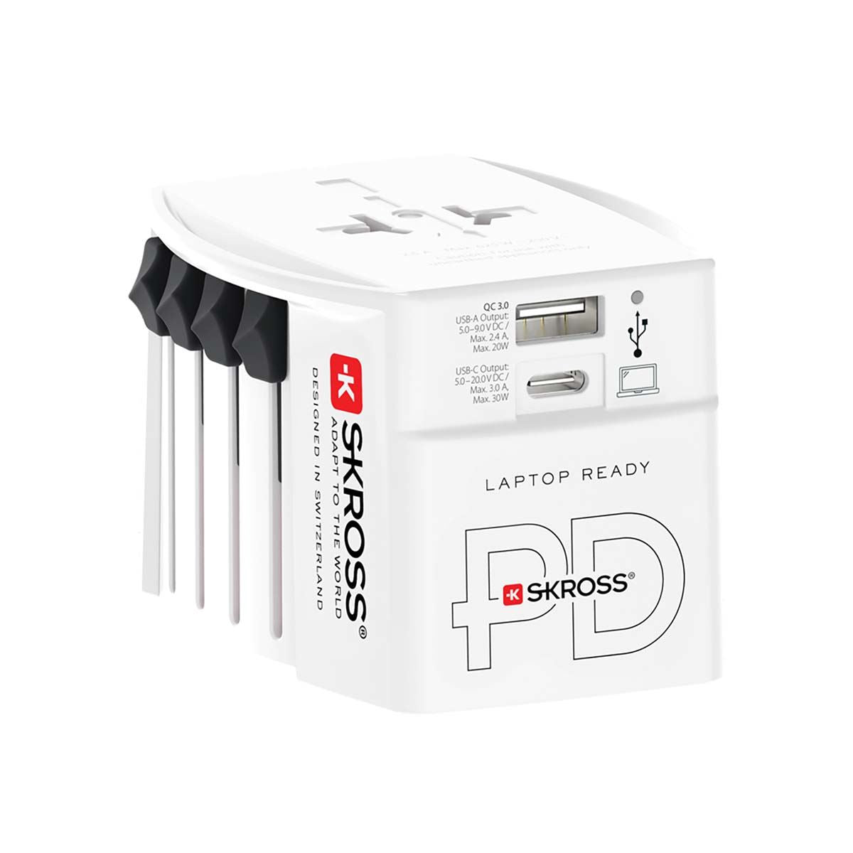 Skross SKR1302974 | Travel Adapter 2 pole adapter with integrated Dual 30W USB Charger (1x USB C & 1 x USB)