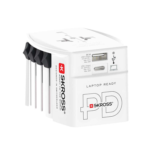 Skross SKR1302974 | Travel Adapter 2 pole adapter with integrated Dual 30W USB Charger (1x USB C & 1 x USB)
