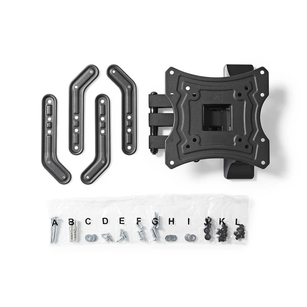 Nedis Full Motion TV Wall Mount | 23 - 55 " | Maximum supported screen weight: 30 kg | Tiltable | Rotatable | Minimum wall distance: 70 mm | Maximum wall distance: 400 mm | 3 Pivot point(s) | ABS / Steel | Black