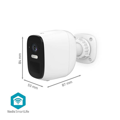 Nedis SmartLife Outdoor Camera | Wi-Fi | Spotlight | 4MP Quad HD 1440p / 2560x1440 | Pan tilt | IP66 | Max. battery life: 10 Months | Cloud Storage (optional) / microSD (not included) | 5 V DC | With motion sensor | Night vision | White