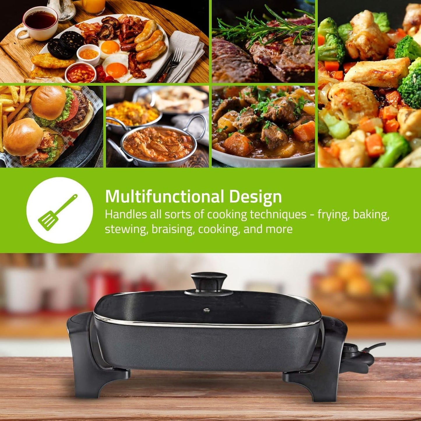 Nedis Electric Skillet Pan | 40 cm | Thick-cast Aluminium Body