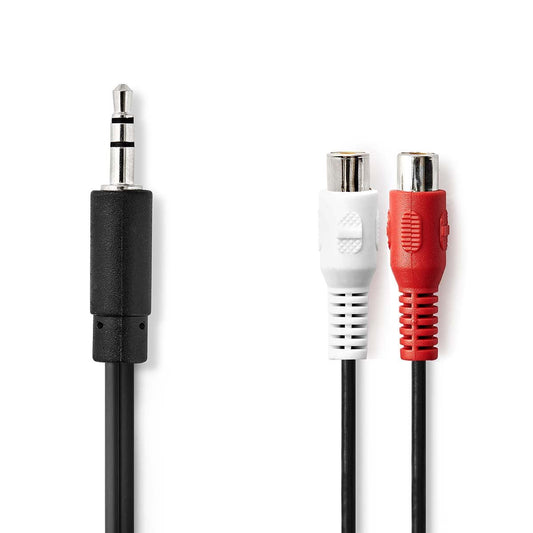 Nedis Stereo Audio Cable | 3.5 mm Male | 2x RCA Female | Nickel Plated | 0.20 m | Round | Box