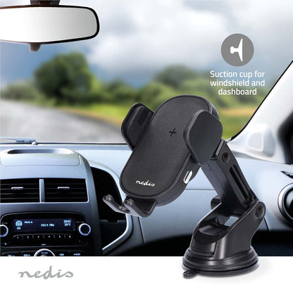 Nedis Wireless Car Charger | 7.5 / 10 / 15 W | 1.5 / 1.67 / 2 A | 1.00 m | FOD / Over Current / Over Voltage / Overheat Protection | USB Type-C™ | Including cable