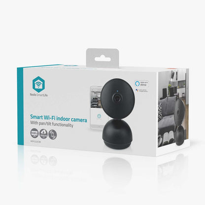 Nedis SmartLife Indoor Camera | Wi-Fi | Full HD 1080p | Pan tilt | Cloud Storage (optional) / microSD (not included) / Onvif | With motion sensor | Night vision | Black