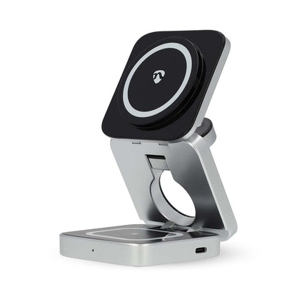 Nedis WDCHAQ15W210BK | Wireless Charger | 3-in-1 | 2.5 / 5 / 15 W | LED-indicator in use | Including cable | USB-A / USB-C™ | 1.50 m