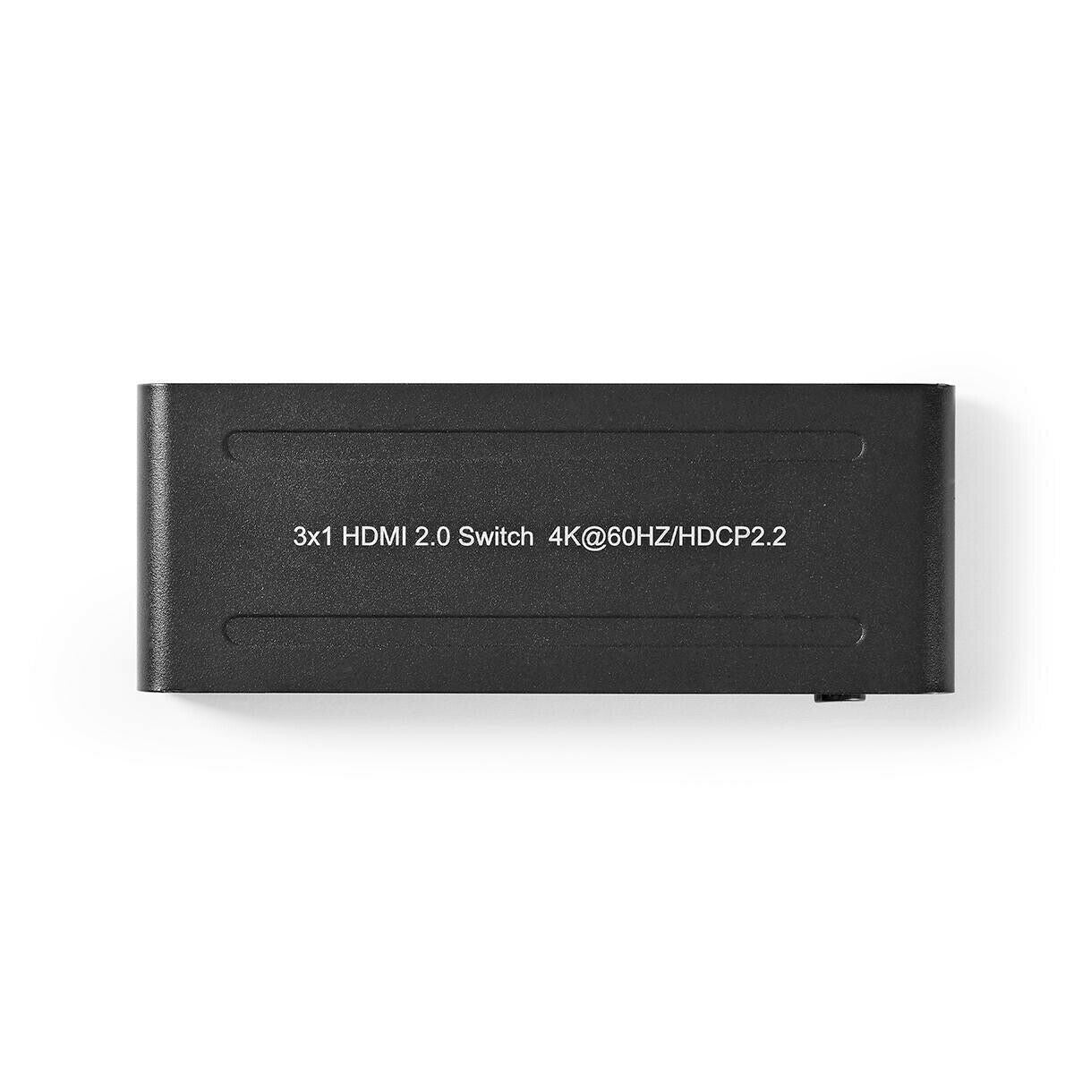 Nedis HDMI™ Switch | 3 port(s) | 3x HDMI™ Input | 1x HDMI™ Output | 4K@60Hz | 18 Gbps | Remote controlled | Metal | Anthracite
