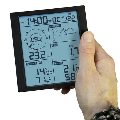 Alecto WS5200 | 6-in-1 Wi-Fi Weather Station | Indoor and Outdoor Temperature, Forecast, Wind, Pressure, Humidity, Rain & More | Outside Wireless sensor | Application | Black