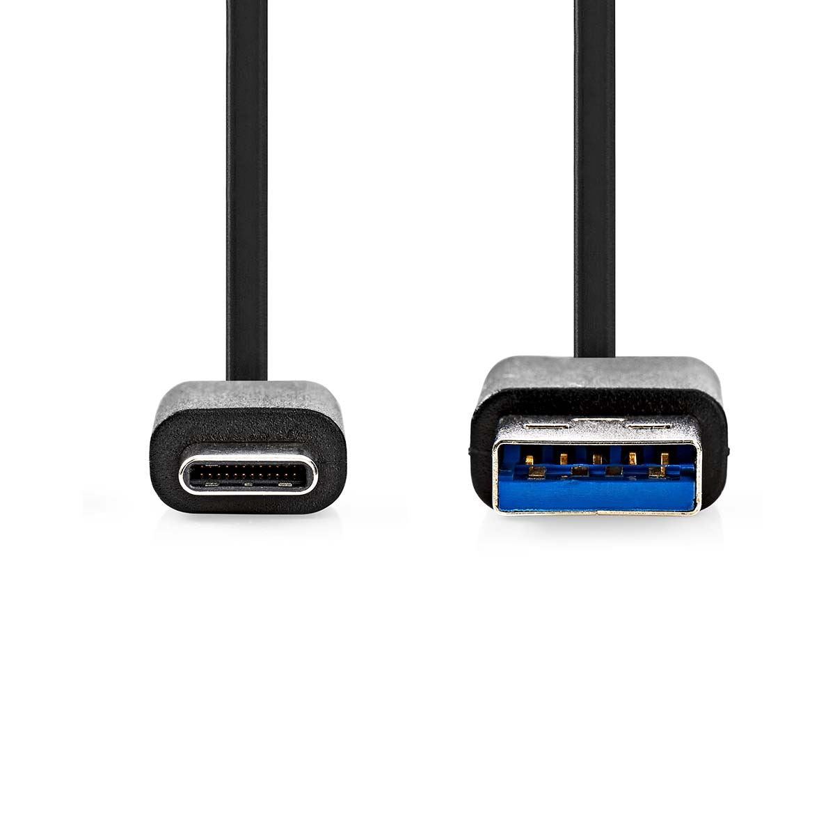Nedis USB Cable | USB 3.2 Gen 1 | USB-A Male | USB-C™ Male | 15 W | 5 Gbps | Nickel Plated | 1.00 m | Round | PVC | Black | Label | 12.349.244
