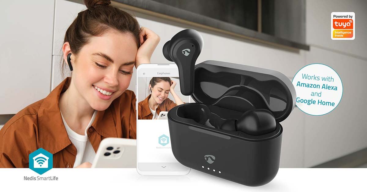 Nedis Fully Wireless Earphones | Hybrid (ENC + ANC) | Bluetooth® | Maximum battery play time: 36 hrs | Touch Control | Charging case | Wireless charging case | Built-in microphone | Voice control support | Black
