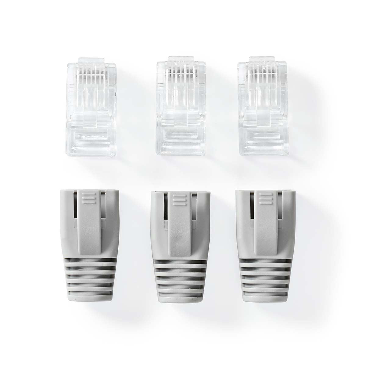 Nedis RJ45 Connector | RJ45 Pass Through | Solid/Stranded UTP CAT6 | Straight | Gold Plated | 10 pcs | PVC | Black / Grey / White | Box
