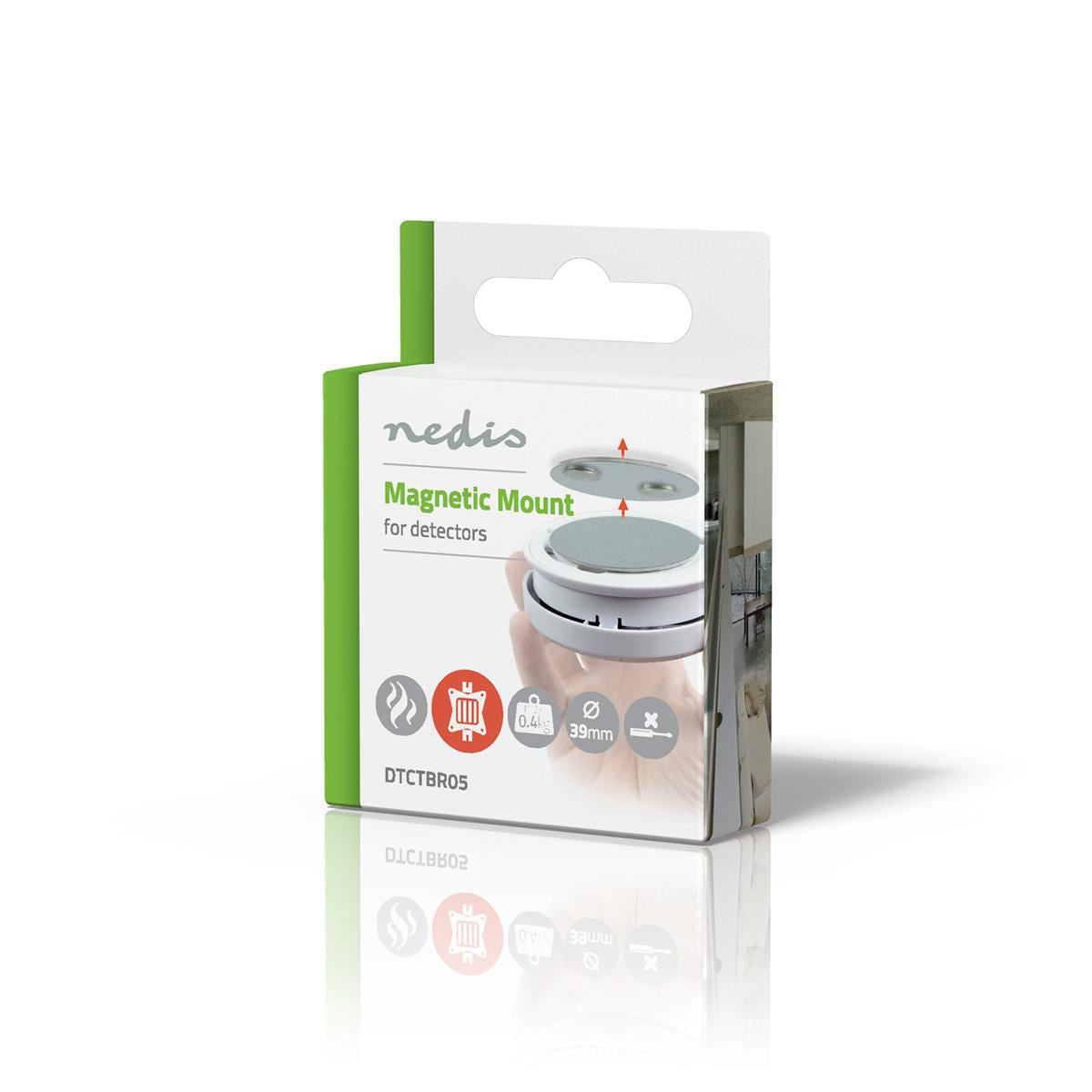 Nedis Detector Mount | Diameter: 39.4 mm | Magnetic | Adhesive Tape | Silver