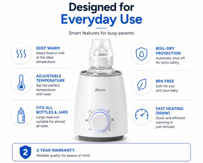 Alecto BW800 | Fast Bottle / Food Warmer with Temperature Control | White