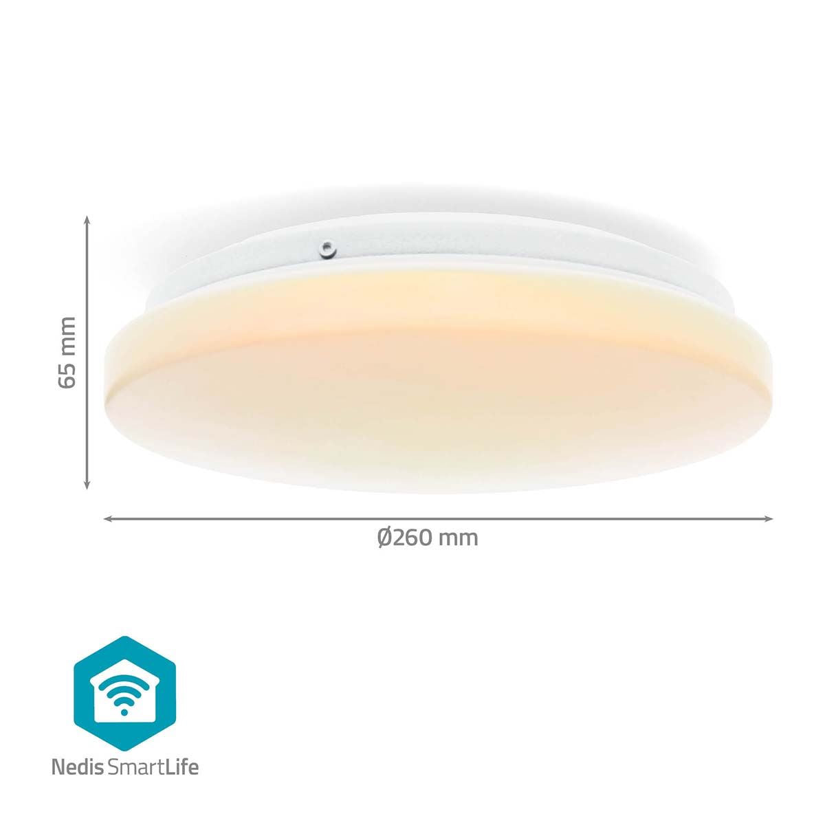 Nedis SmartLife Ceiling Light | Wi-Fi | RGB / Warm to Cool White | Round | Diameter: 260 mm | 1820 lm | 2700 - 6500 K | IP44 | Energy class: F | Android™ / IOS