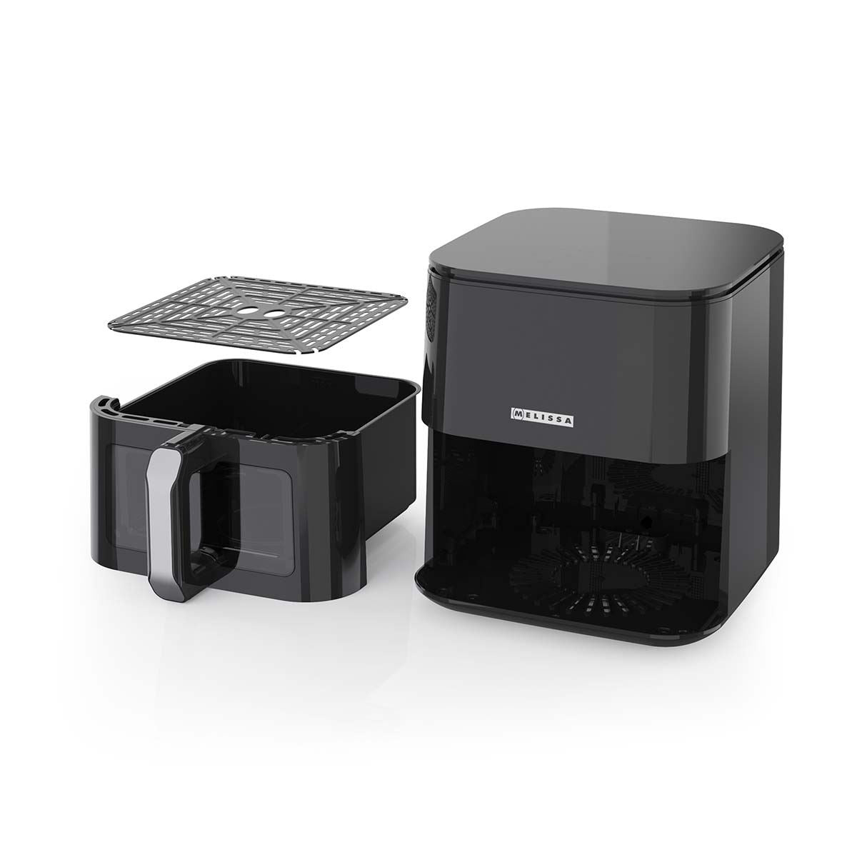 MELISSA 5L Hot Air Fryer Sleek XL for Healthy Low Fat Cooking, with Adjustable Temperature, Digital Display Control, 8 Presets and 60 Minute Timer  - Black