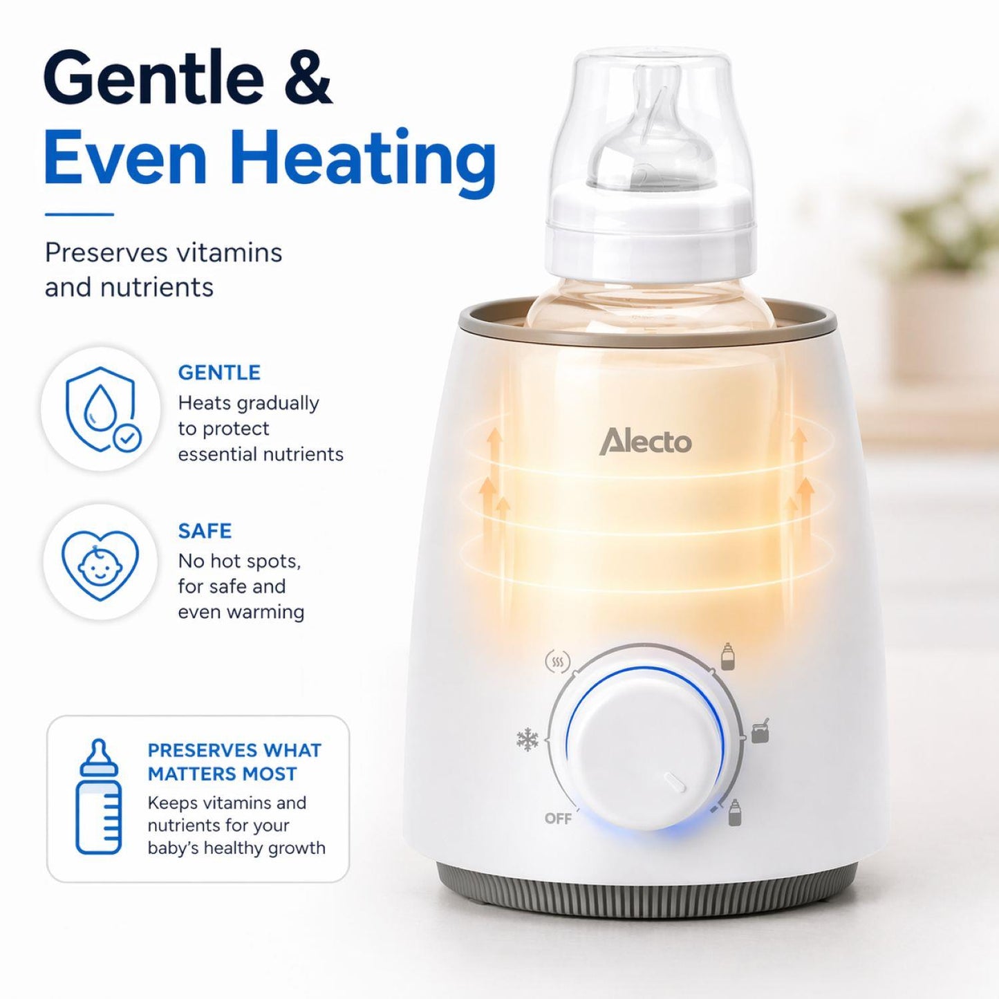 Alecto BW800 | Fast Bottle / Food Warmer with Temperature Control | White