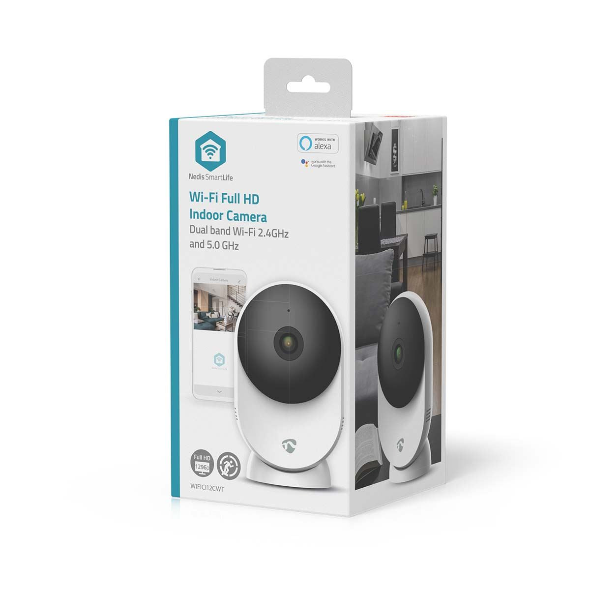 Nedis SmartLife Indoor Camera | Wi-Fi | 3MP Full HD 1296p | Cloud Storage (optional) / microSD (not included) / Onvif | With motion sensor | Night vision | White