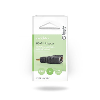 Nedis CVGB34907BK | HDMI™ Adapter | HDMI™ Micro Connector | HDMI™ Output | Gold Plated | Straight | ABS | Black | 1 pcs | Box
