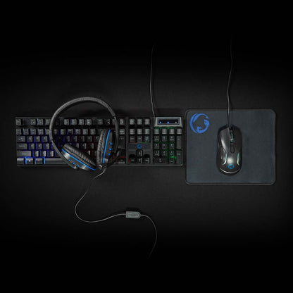 Nedis Gaming Combo Kit | 5-in-1 | Keyboard, Headset, Mouse and Mouse Pad | Black | QWERTY | US Layout