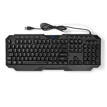 Nedis Wired Gaming Keyboard | USB Type-A | Membrane Keys | LED | QWERTY | ND Layout | USB Powered | Power cable length: 1.30 m | Multimedia